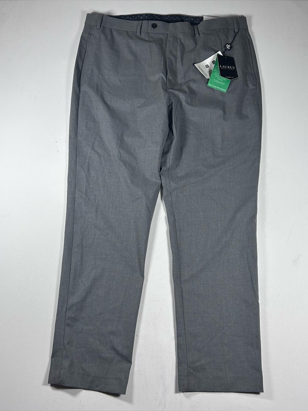 Lauren Ralph Lauren Dress Pants Mens 40x32 Navy Grey Ultraflex Classic Fit NEW